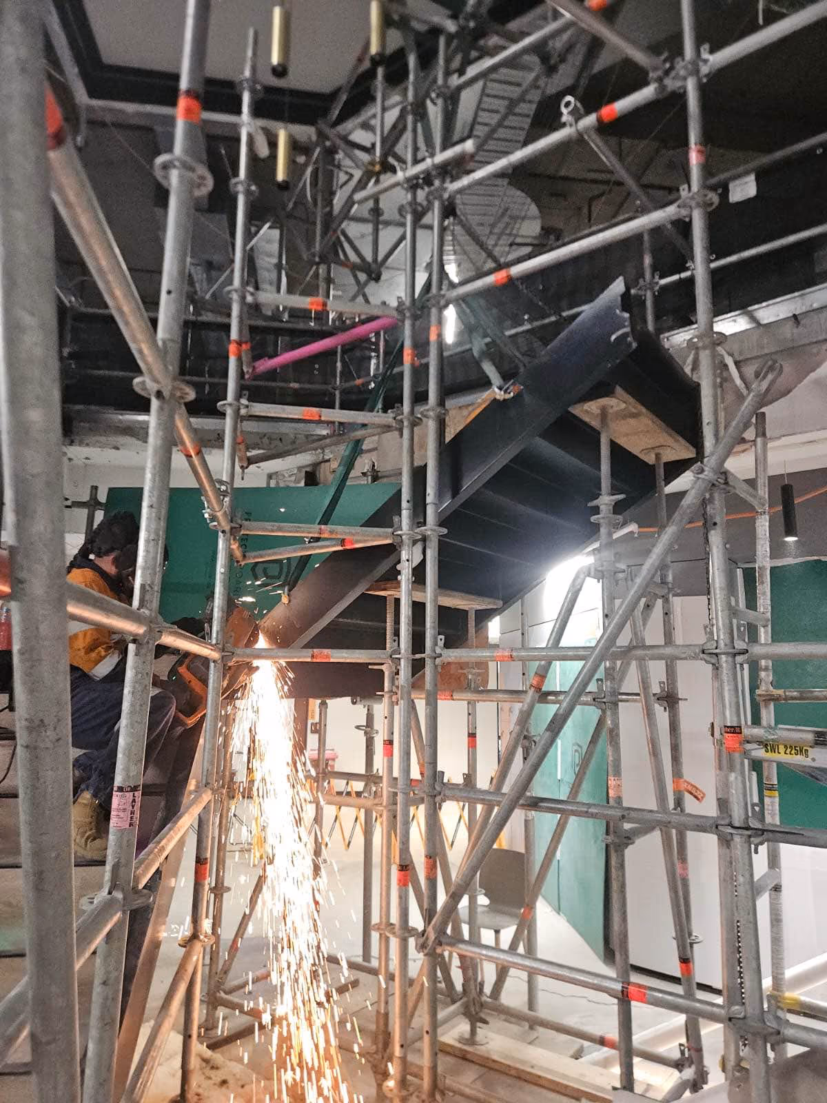 Professional demolition team at work