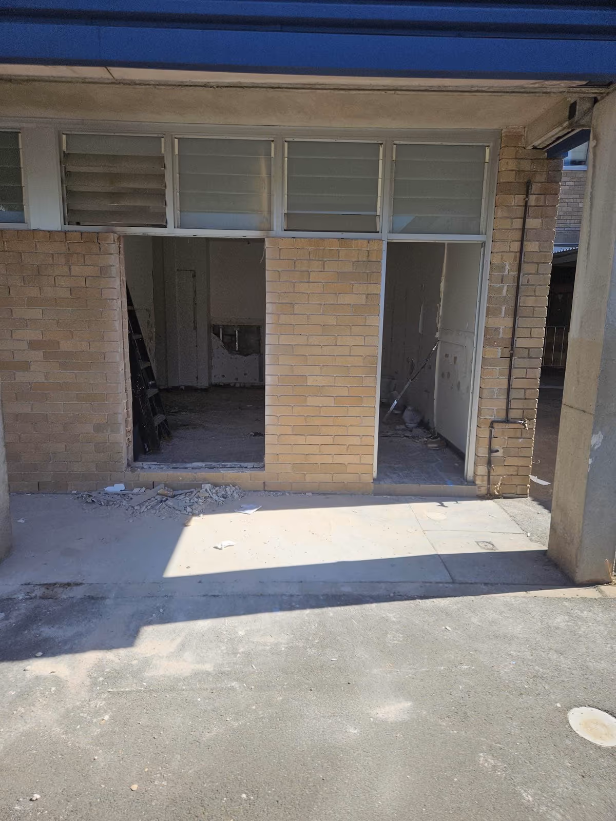 Commercial building exterior demolition